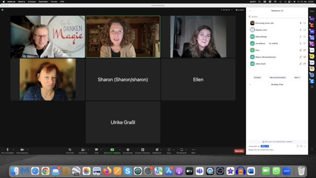Bildschirmfoto: Man sieht ein Zoom-Meeting mit 7 Teilnehmerinnen.